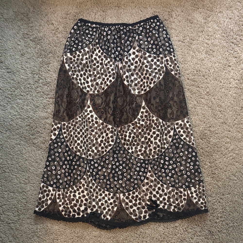 Vintage Hensen Kickernick Elegant Black and Brown Patterned Skirt Sz. S